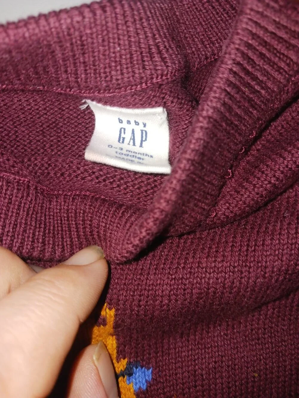 Baby GAP Holiday Excavator Sweater 0-3 Months Burgundy Christmas Construction Tr